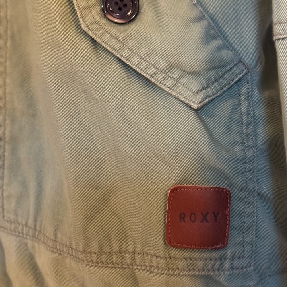 Roxy Olive Utility Jacket With Patterned Shoulders - image 6